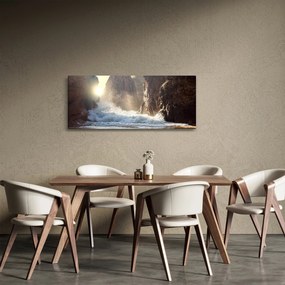 Obraz - Skaly a vlny oceánu (120x50 cm)