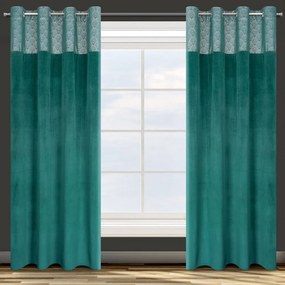 Luxusný zamatový záves s ornamentálnym lesklým vrchným dielom 140 x 250 cm