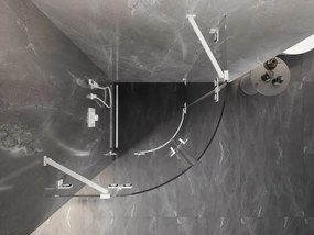 Mexen Lunar, polkruhový výklopný sprchový kút 90 x 90 cm, 8mm číre sklo, biely profil, 833-090L-090P-20-00