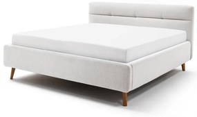 Svetlosivá čalúnená dvojlôžková posteľ s úložným priestorom s roštom 160x200 cm Lotte – Meise Möbel
