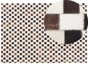 Kožený koberec 160 x 230 cm béžová/hnedá KAYABEY Beliani
