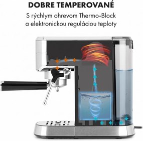 Klarstein Futura, pákový kávovar, 1450 W, 20 bar, 1,25 l, nehrdzavejúca oceľ