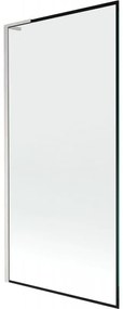 Mexen Next L, 1-krídlová vaňová zástena 90 x 150 cm, 6mm číre sklo-čierny vzor, 6mm číre sklo, profil brúsená oceľ, 895-090-000-03-70-97