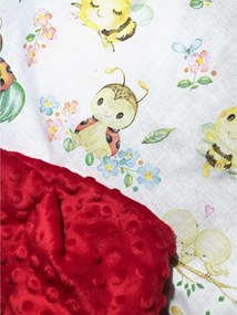 Deka Včielky/minky červená 60x70 cm – detská deka s motívom včielok