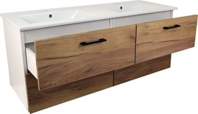 Comodo Kúpeľňová skrinka s keramickým umývadlom Agria NEW W 120 - biela/zlatý dub