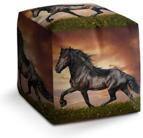 Taburet Cube frízsky kôň, hnedá