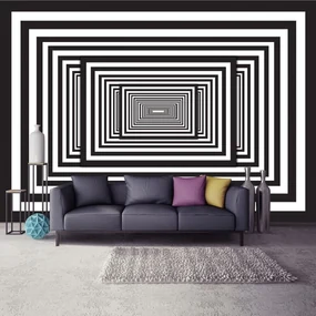 Fototapeta - Biely a čierny 3D tunel (254x184 cm)