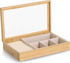 Zeller Present Bambusová šperkovnica so skleneným vekom SHMUCK, 29 x 18 x 5,9 cm