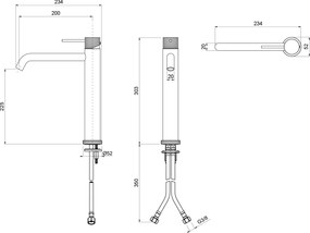 Sapho Sapho, ULTRASAN stojanková umývadlová batéria, čierná mat/zlato mat, UT007VBG