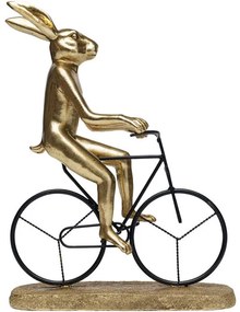 Cyclist Rabbit dekorácia 39 cm zlatá