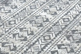 Koberec SOLE D3732 Aztécky, romby - ploské tkanie, sivý/ béžový