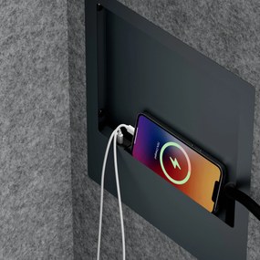 Akustická kabína SALLY MentalBox 600 mm – antracitový korpus, sivé sedadlo