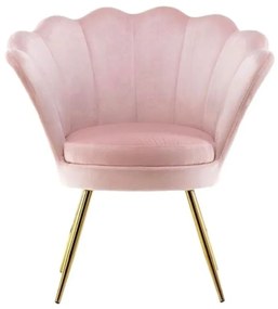 LuxuryForm DESIGN Kreslo FREY VELUR so zlatými nohami - ružové