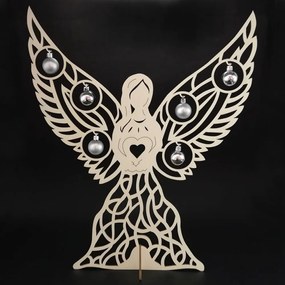 AMADEA Drevený 3D anjel s guličkami, 48x40 cm