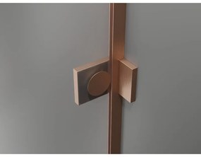 Mexen Lunar-F, 1-krídlový sprchový kút so skladacími dverami, ľavý, 90 x 70 cm, 8mm číre sklo, medený profil, 836-090-070-65-00-L