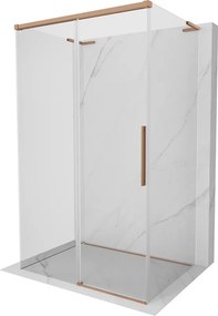 Mexen Rox-3SL, 3-stenný posuvný sprchový kút 130 x 100 cm, 8mm číre sklo, medený matný profil, 8C2L-130-100-65-00-3S