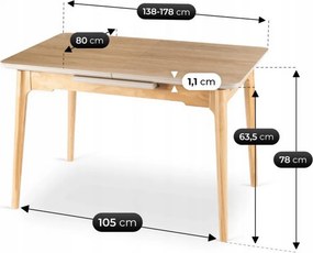 Keramický stôl ADAMO 138-178 cm dub