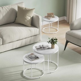 Súprava konferenčných stolíkov MARLON 2 ks, dekor biely mramor