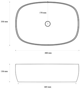 Gamma Pino, umývadlo na dosku 480x350x130 mm, biela lesklá, GMA-UC-PINO