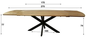 Rozkladací jedálenský stôl 29-69 175/275x90cm Masív Drevo Acacia  - Komfort-nábytok