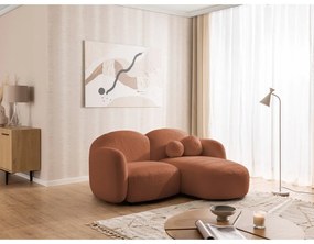 Terakotová rohová pohovka z textílie buklé (pravý roh/s leňoškou) Orbit – Ropez