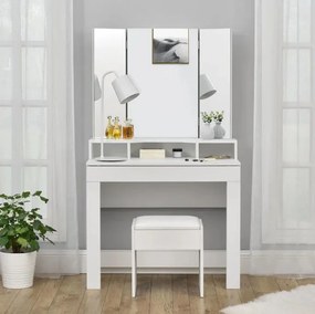 Taburet biely ku kozmetickému stolíku 42 cm s čalúnením