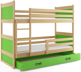 Detská poschodová posteľ RICO | borovica 80 x 190 cm Farba: Zelená
