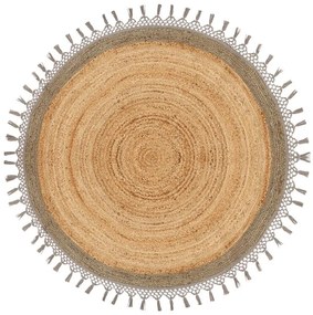 Okrúhly jutový koberec ⌀ 140 cm béžová a sivá MARTS Beliani