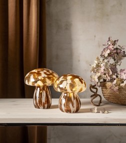 STAR TRADING Svetelná LED dekorácia Funghi Brown Glass 17 cm