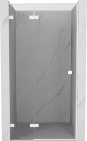 Mexen Lunar L, výklopné sprchové dvere ľavé 85 cm, 8mm číre sklo, biely profil, 834L-085-000-20-00-L