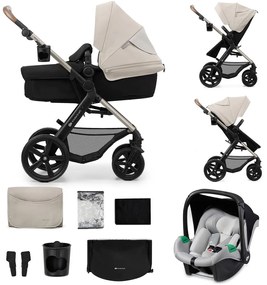 KINDERKRAFT-Kombinovaný kočík 3v1 MOOV 2 Moonlight grey + autosedačka MINK PRO