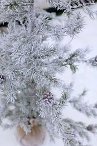 Zasnežený vianočný stromček v jute a so šiškami Pine Tree - 55*120 cm