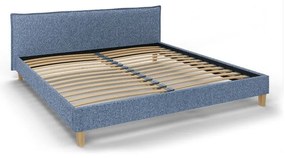 Modrá čalúnená dvojlôžková posteľ s roštom 200x200 cm Tina - Ropez