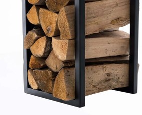 Nástenný stojan na palivové drevo Spark 80, kov matný - Čierna