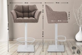 Barová stolička Damas W1 - látka, biely rám - Sivo-hnedá (Taupe)