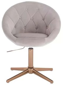 LuxuryForm DESIGN Kreslo VERA VELUR na zlatom kríži - svetlo šedé