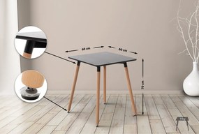 Stôl drevený Viborg 60 natura / čierna - v75 x 60 x 60 cm