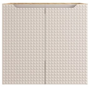 Závěsná skříňka Luxor Beige s deskou a umyvadlem 90 cm béžová/dub olejovaný