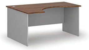 Ergonomický kancelársky písací stôl PRIMO GRAY, 160x120 cm, ľavý, sivá/orech
