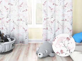 Biante Detský bavlnený záves Sandra SA-088 Vínovo-ružové lúčne kvety na bielom 140x250 cm