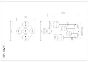 Globo 15999-5HR - Závesný luster na lankách RAGUSA 5xE27/60W/230V