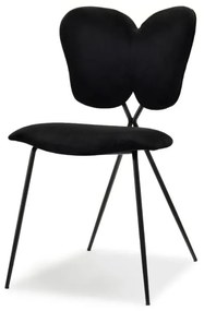 Dizajnová jedálenská stolička FLYN čierna + čierne nohy