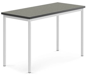 Stôl SONITUS, 1200x600x760 mm, linoleum - tmavošedá, biela