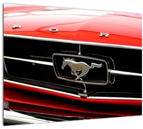 Sklenený obraz - Detail červeného auta (70x50 cm)