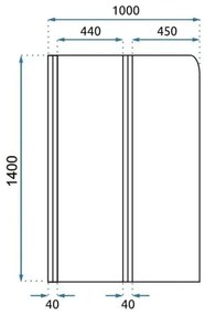 REA-K9777 - Skladacia vaňová zástena AGAT 140x100 cm brúsená zlatá/číra