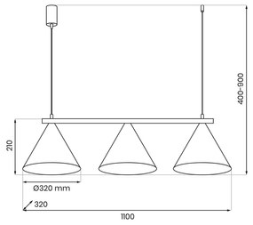 Závesné svietidlo Capital, 3x tmavomodré kovové tienidlo, (fi 30cm), db