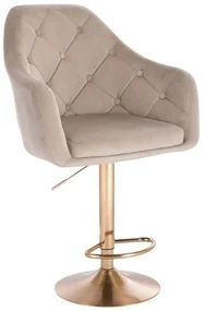 LuxuryForm DESIGN Barová stolička ANDORA VELUR na zlatom tanieri - latte