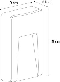 Sada 2 čiernych obdĺžnikových vonkajších nástenných svietidiel vrátane LED IP65 - Gem