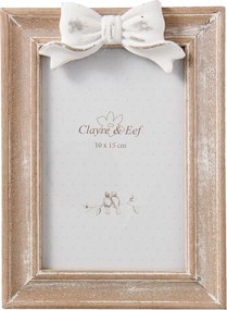 Drevený fotorámik s mašličkou - 14 * 2 * 20 cm / 10 * 15 cm