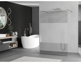 Mexen Kioto, priechodná sprchová zástena 140 x 200 cm, 8mm sklo číre/námraza, 2x chrómová stabilizačná rozpera, 800-140-002-01-35